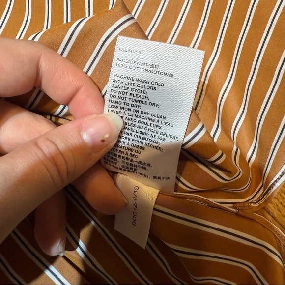Lafayette 148 Women's Brown Ruxton Striped Button-Down Blouse Top Size XL NWT - Picture 5 of 6